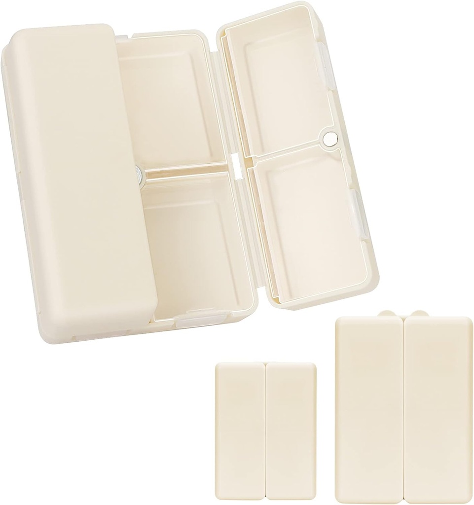 FEC2 Pcs Daily Pill Organizer, 7 Compartments Bærbar Pill Case Travel Pill Organizer, [Folding Design] Pill Box for Purse Pocket til at holde vitaminer, Cod Lever Oil, Kosttilskud og Medicin-White