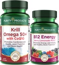 Renhed Produkter Bundle - Krill Omega 50 + med CoQ10 + B- 12 Energy Melt - Krill Omega 50 + med CoQ10 (Krill Oil, Fish Oil, CoQ10, D-vitamin) B- 12 Berry Melt (Methylcobalamin B12 + B6 + D3 + Mere)
