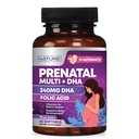 Prenatale vitaminer til kvinder - Multivitamin med DHA, Folinsyre, C-vitamin, B12, Jern & Omega-3 - Før, Under & efter graviditet supplement for sund vækst & hjerne udvikling - 60 Softgels
