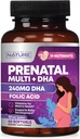 Prenatale vitaminer til kvinder - Multivitamin med DHA, Folinsyre, C-vitamin, B12, Jern & Omega-3 - Før, Under & efter graviditet supplement for sund vækst & hjerne udvikling - 60 Softgels