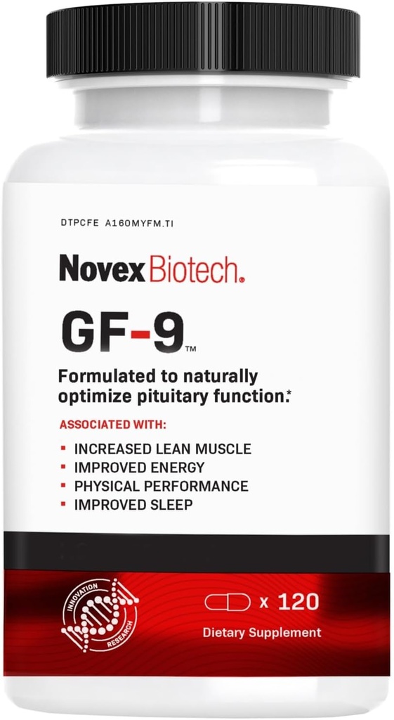 Novex Biotech GF- 9 - HGH Boosting Supplement for mænd - Workout Complex for mænd - Support Energy, Endurance, Sleep, 120 Ct (30-Day Supply)