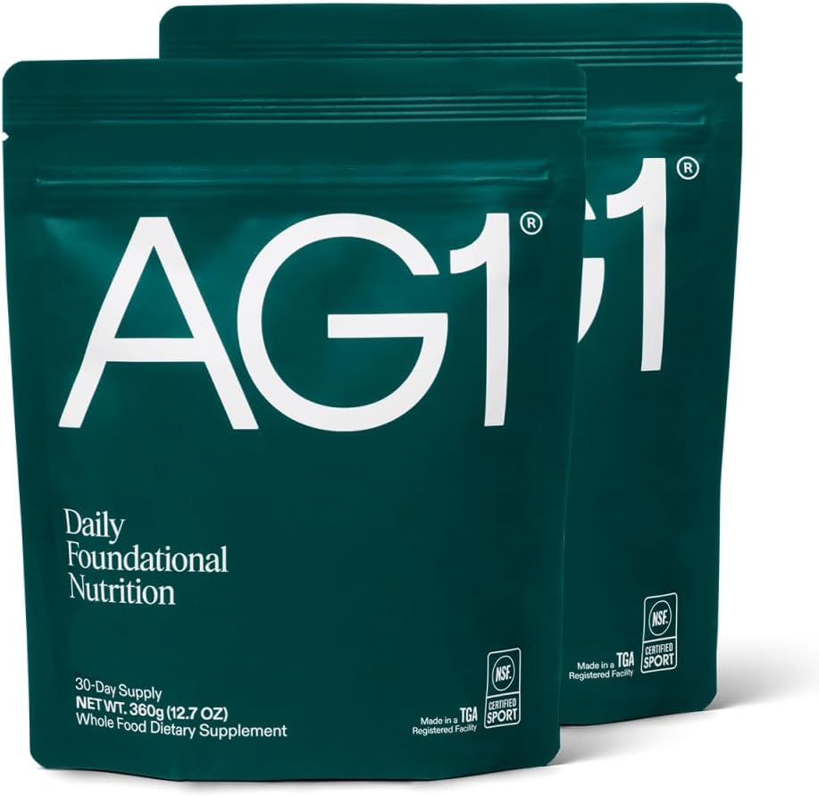 AG1 Green Powder Supplemented 124; Forbedre Gut Health against 124; Multivitamin, Probiotika, Gluten Free, Vegan og Keto Friendly Measures 124; 75 Vitamin (Atletiske Grønne) - 2 Pack, Classic Formel (30 Servere Per Pouch)