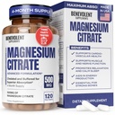 Premium Magnesium Citrate 500mg Kapsler (Citrato de Magnesio) High Absorption Formel Chelated Buffered Citrate to Support Ditagestion, Knogle, Sleep & Muscle Health - 120 Kapsler
