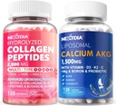 Hydrolyseret Collagen Peptider Pills + Liposomal Calcium AKG Supplement 1500mg