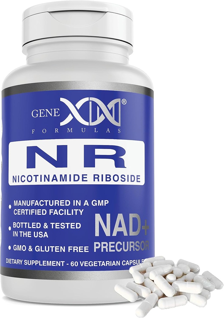 Genex Formulas NR Nicotinamid Riboside 300mg / servering (60 kapsler) NAD + prækursor for sund aldring - GMP- Certificeret, ikke-GMO, Gluten- fri, Vegetarisk (1 pakke)