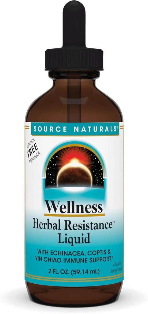 Kilde Naturals Wellness Herbal Resistance Flydende med Echinacea, Coptis, og Yin Chiao, immunforsvar * - Alkohol fri - 2 OZ