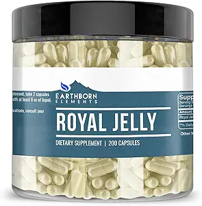 Earthborn Elements Royal Jelly 200 Kapsler, Pure & Ufortyndet, Ingen tilsætningsstoffer