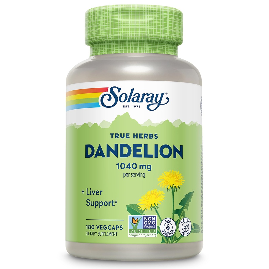 SOLARAY Mælkebøtte Root Supplement - Sund Nyre og Lever Support - 1.040 mg per servering - Vegan, Lab Verified, 60- Day Garanti - 90 Servering, 180 VegCaps