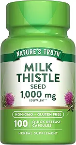 Nature's Truth Milk Thistle Seed Extract 1000mg | Herbal Supplement | 100 Capsules | Non-GMO & Gluten Free