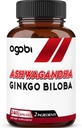 agobi 1600mg Ashwagandha med Ginkgo Biloba Supplement - Super Extract formel for immunsystem, energiproduktion, hukommelse sundhed & fokus - 240 Veggie kapsler