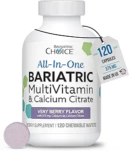 Bariatric Choice All- in- One Chewable Bariatric MultiVitamin med Iron & Calcium Citrate, Meget Berry (120ct)