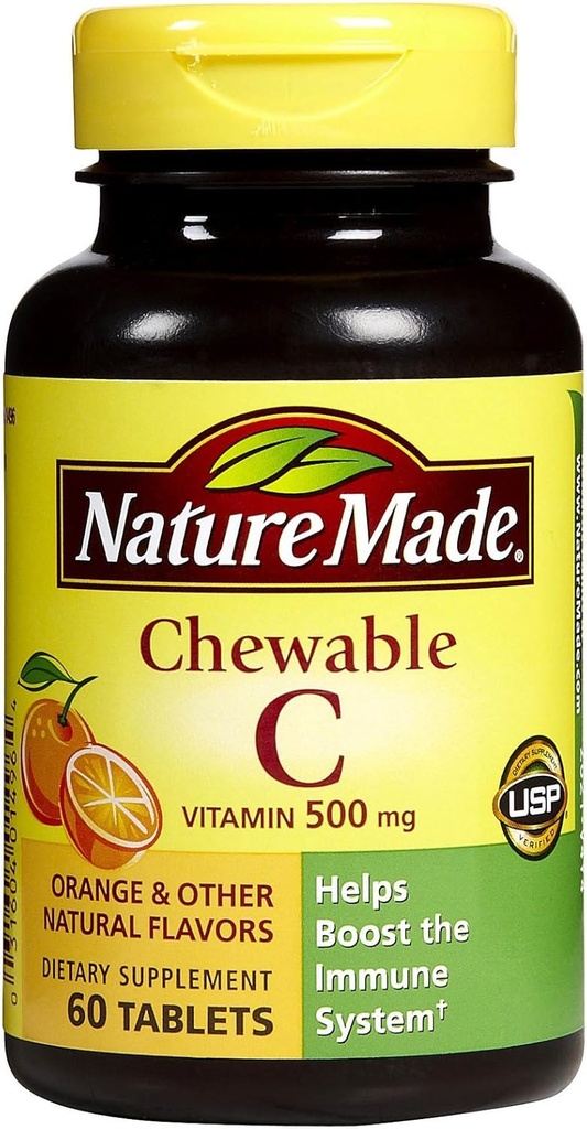 Nature Made C-vitamin 500 mg tyggetabletter, Orange 60 ea (pakning med 4)