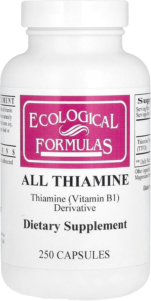 Økologiske formler Allithiamin Vitamin B1 Capsule, 50 mg, 250 Tælling