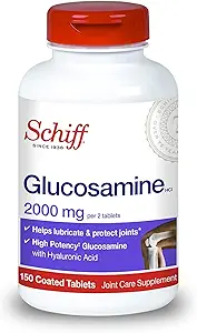 Schiff Glucosamin med Hyaluronsyre, 2000mg Glucosamin, Joint Care Supplement Hjælper smøremidler & Beskyt Joints *, 150 Greve (pakke med 2)