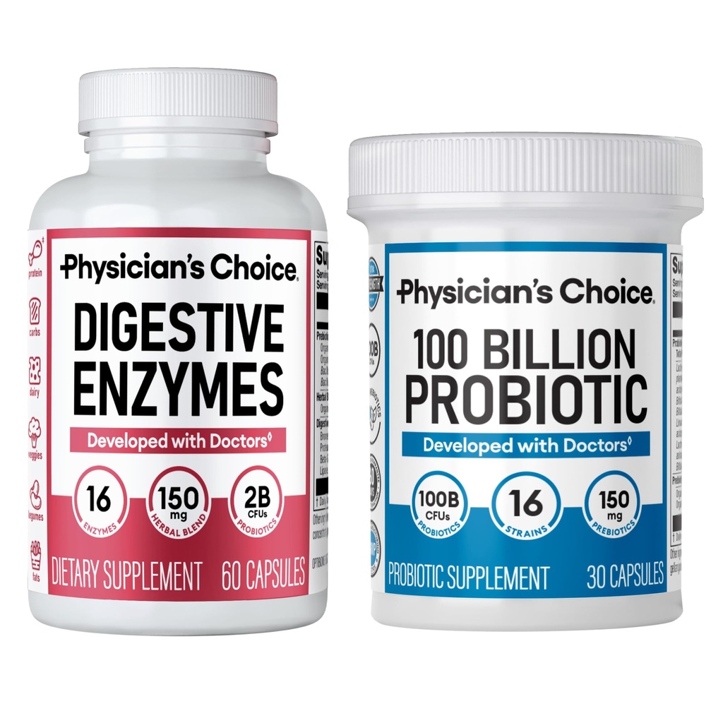 Lægens CHOICE 100 Billion + fordøjelsesmiddel Enzyme 60ct Bundle - Advanced Gut Health Support