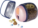 MURRI & MURRDI Pill Organizer med 4 kompartmenter, Travel Pill Box, Portable Case med Anti- Mixing & Wide Åbninger Design, Pill Container Holder for Vitaminer Fish Olies Medications, Pink