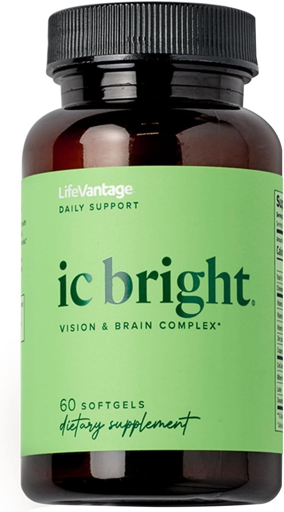 LifeVantage IC Bright 60 softgel, Vision og Brain Complex supplement pakket med antioxidanter, næringsstoffer og carotenoid for øje sundhed, der hjælper med at reducere øje stamme