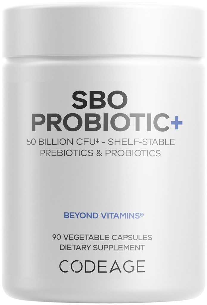 Codeage SBO Probiotika, 50 Millioner CFU per servering, Multi Strain Jordbaserede Organismer Blend og Organic Fermented Botanisk Blend, Shelf- Stable, 90 Kapsler