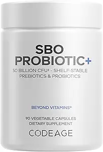 Codeage SBO Probiotika, 50 Millioner CFU per servering, Multi Strain Jordbaserede Organismer Blend og Organic Fermented Botanisk Blend, Shelf- Stable, 90 Kapsler