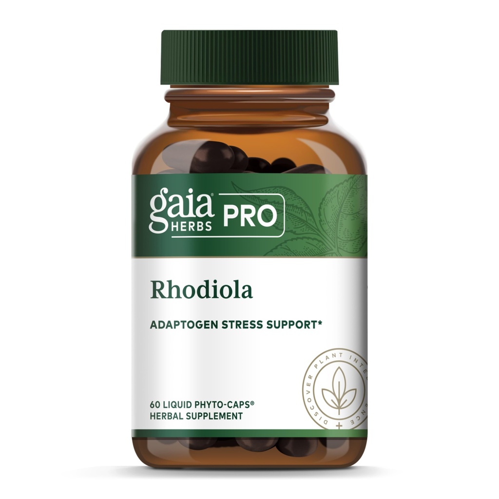 GAIA HERBS PRO Rhodiola - Energy Support - Adaptogen Support Supplement med Rhodiola Root Extract - Vegan Gluten- Free Soy- Free - 60 Phyto- Caps (30 Servere)