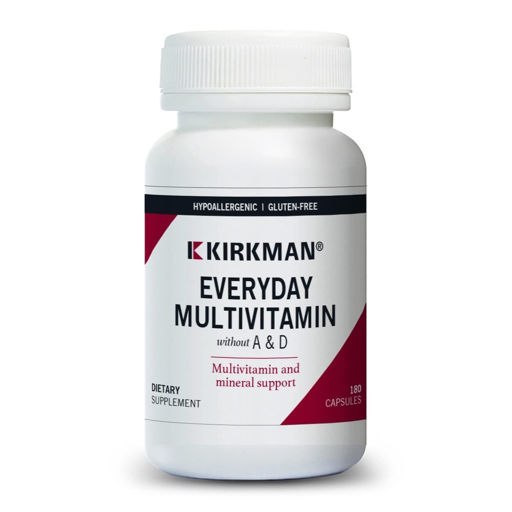 Kirkman Adult Multivitamin Without Vitamins A or D - 120 Capsules - Broad-Spectrum + Amino Acid Blend - Hypoallergenic - Gluten Free
