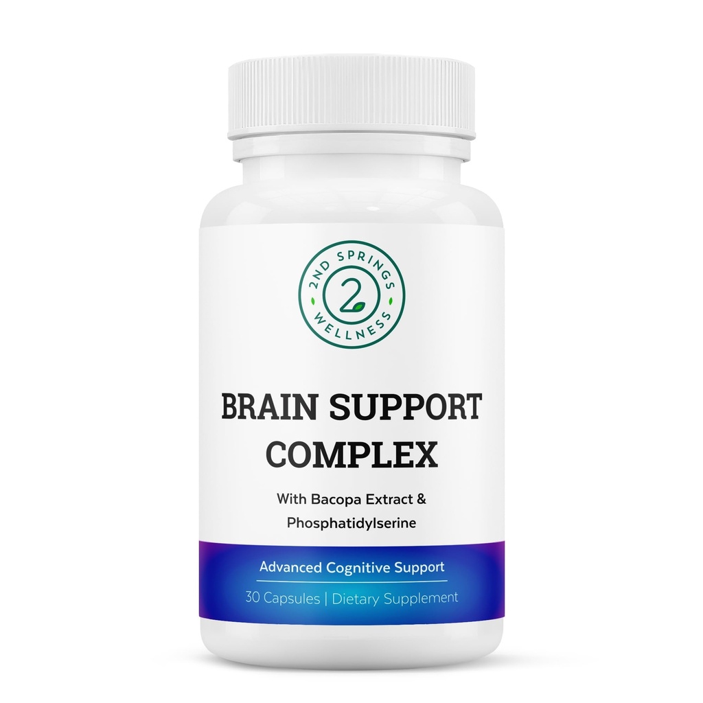 Brain Support Complex - Advanced Cognitive Support Supplement med Ginkgo Biloba, Bacopa Monnieri, Phosphatidylserin, Huperzine- A, St. John 's Wort - 30 Ct