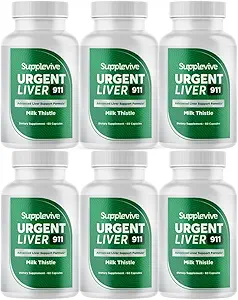 Urgent lever 911 Herbal leverstøtte supplement lever rengøring Detox & reparation Formel med mælk Thistle Silymarin Mælkebøtte Root og Artiskoke ekstrakt for leversundhed, 60 kapsler (6)