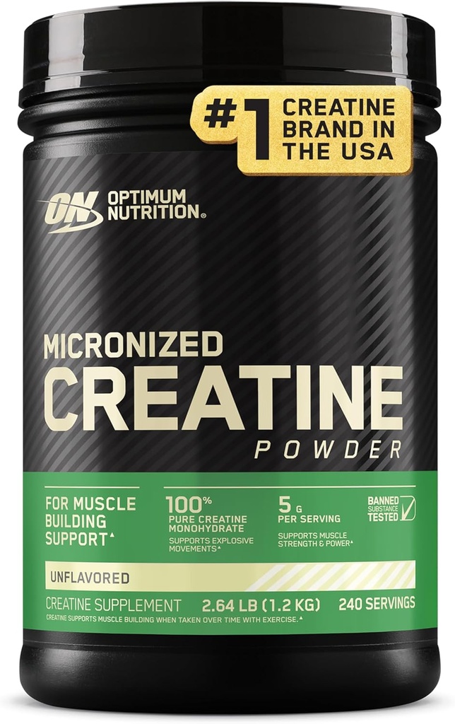 Optimum Nutrition Micronized Creatine Monohydrate Powder, Unflavored, 240 Servings, 1200 Grams (Packaging May Vary)