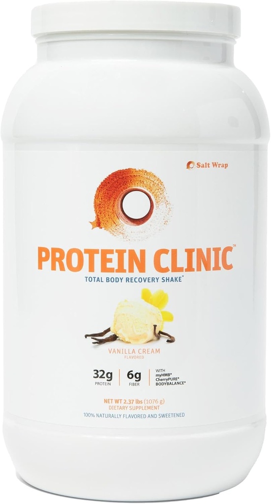 SaltWrap Protein Clinic - Total Body Recovery Rystes med Collagen Peptider, HMB, Tart Cherry Extract, Pea Protein Powder Isolate, Prebiotic Fiber for Joints Natural Muscle Builder & Recovery - Vanilla