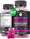 Hår Hud og negle 10000mcg Gummies & Collagen Gummies - Biotin Vitamin til hårvækst Pumpkin Seed Oil, Saw Palmetto Extract & Vitamin A B6 C D E - Biotin og Collagen Kosttilskud