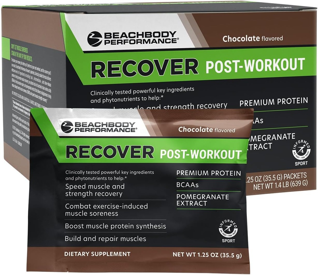 BODi Recover Whey Protein Powder Blend- Post- Workout Chocolate Whey supplement til muskel inddrivelse med 20g Protein, BCAA, Pomegranate Extract - Hurtig inddrivelse - 18 Servering Pakker