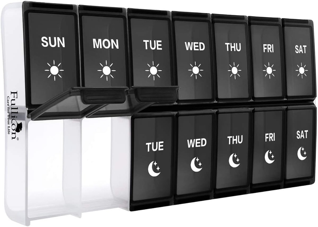 XL Ugentlig Pill Organizer 2 gange om dagen, Fullicon Ekstra store daglige Pill sager Overdimensioneret AM PM Pill Box To gange om dagen for vitamin / fisk olie / piller / kosttilskud