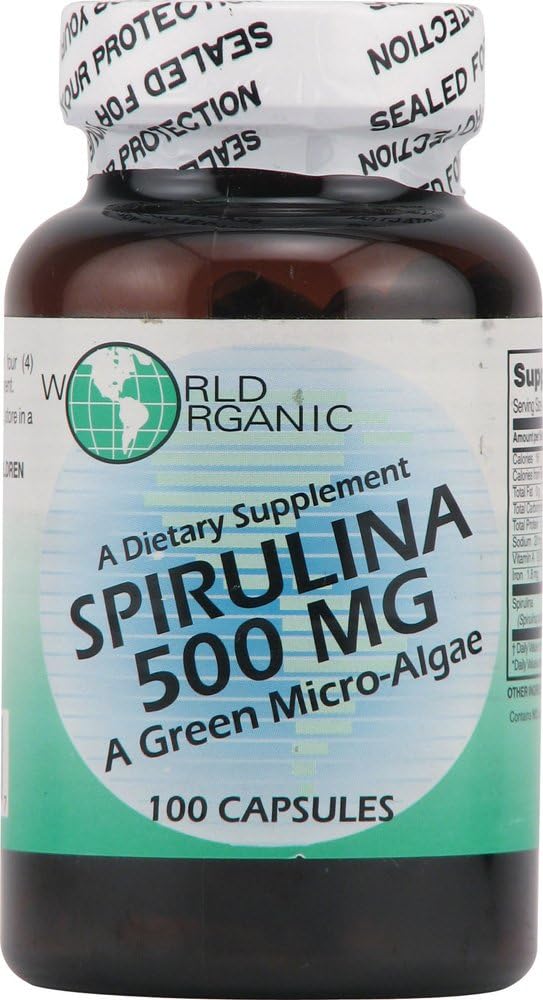 World Organic Spirulina - 500 mg - 100 kapsler