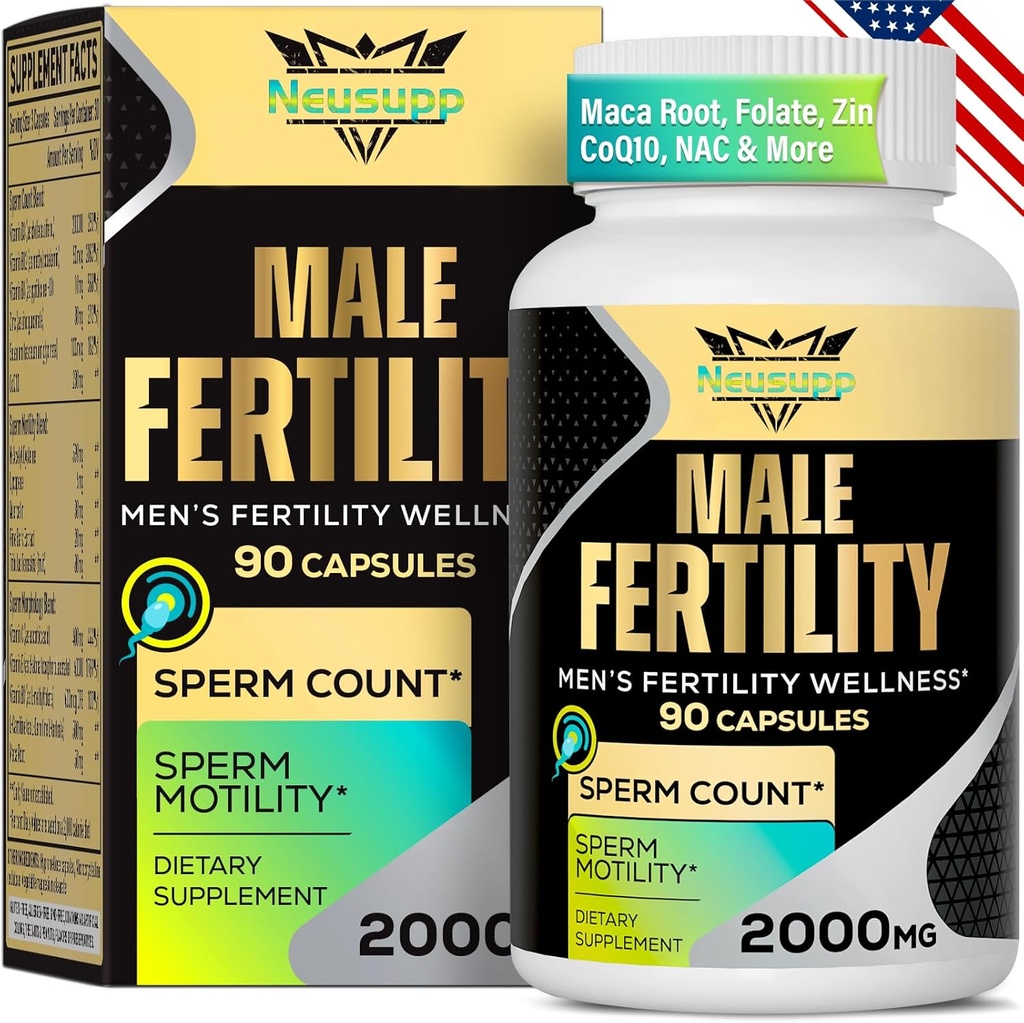 Fertilitet Kosttilskud til mænd, mandlige fertilitet supplement - Optimal Sperm Greve, motilitet og styrke, 2000MG Herre prænatale vitaminer med CoQ10 Maca Root, Zin, NAC & Folate for Conception - 90 Kapsler