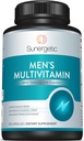 Sunergetic Premium Mænds Support - Kraftfuld Multivitamin- Understøtter Energi, Stamina, Endurance & Stress Management - med zink, Ashwagandha, Maca, L- Carnitin & Vitamin - 120 kapsler