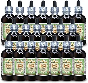 Kava Kava (Piper Methysticum) Glycerit, Tørret Root Alkohol- Free Liquid Extract (Brand Name: HerbalTerra, Stolt Lavet i USA) 20x4 fl.oz (20x120 ml)