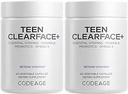 Codeage Teen Clearface Unge ansigt, hud & pimples, Vitaminer A, C, D3, E, Pantothensyre, Niacin, Zink Supplement Teenagere, Probiotika, L- Lysin, Omega-3, Olie Skin, Porer, Spots - 2 Pack