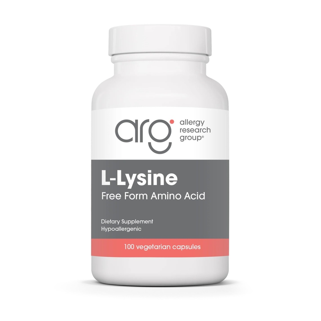 Nutricology L- Lysin - immunforsvar, L- Lysin HCI, fri form Aminosyre, 500mg tillæg, Pure, Organic, Vegetar Kapsler - 100 Tæl