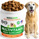 BARK & SPARK hund vitaminer og kosttilskud - Multivitamin tyggetræning til hunde - Glucosamin Chondroitin til fælles støtte + Omega til hud & Coat + Probiotika - Multi Vitamin til kæledyr sundhed - 120Ct