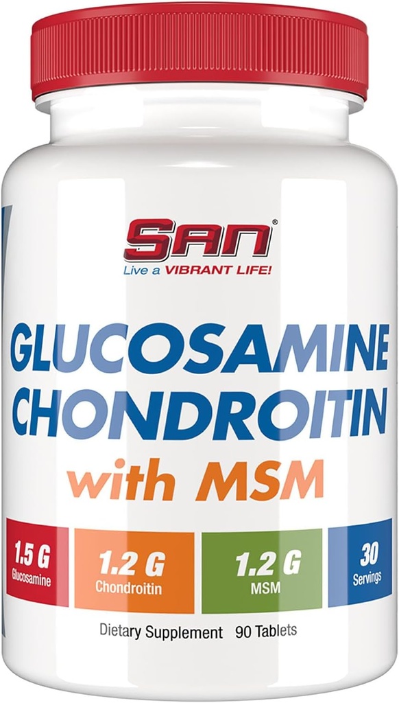 SAN Premium Glucosamine Chondroitin med MSM Complex til fælles støtte - Natural Formel for sunde fællesskaber og mobilitet. 30 Tjenester