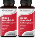 LifeSeasons Blood Nourish- R - Iron Supplement - Non Constipating - Supports Anæmi, Træthed, Paleness & Svimmelhed - Blood Building - Iron, Alfalfa, Raspberry & Vitamin B- 12- 60 Kapsler (pakke med 2)
