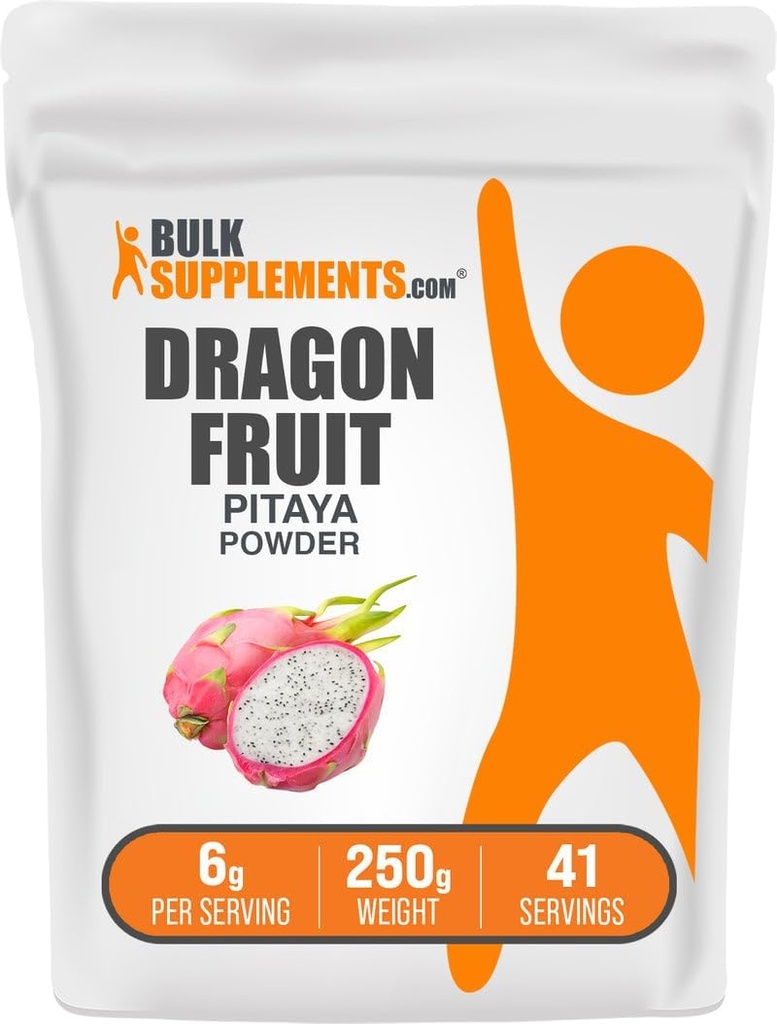 BulkSupplements.com Dragon Fruit Powder - Dragon Fruit Supplement, Pink Pitaya Powder - Gluten Free, 6g per Serving, 250g (8,8 oz) (Pack of 1)
