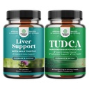 Bundle af lever rense Detox & reparation Formel og avanceret TUDCA lever support supplement - med mælk Thistle Mælkebøtte rodgurkemeje og Artiskoke ekstrakt - Ekstra styrke TUDCA 500mg Bile Salte