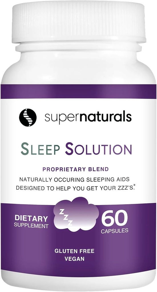 Health Sleep Solution, Sleep Supplement for voksne, Magnesium og Melatonin for Sleep giver naturlig Sleep Support, Vegan Ingredienser, Gluten- Free Magnesium Sleep Supplement, 60 Kapsler