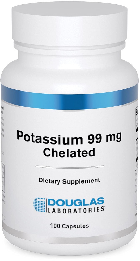 Douglas Laboratories Kalium 99 mg chelateret • 124; understøtter nerveimpulser, skeletmuskulatur funktion, og allerede normalt blodtryk • 124; 100 kapsler