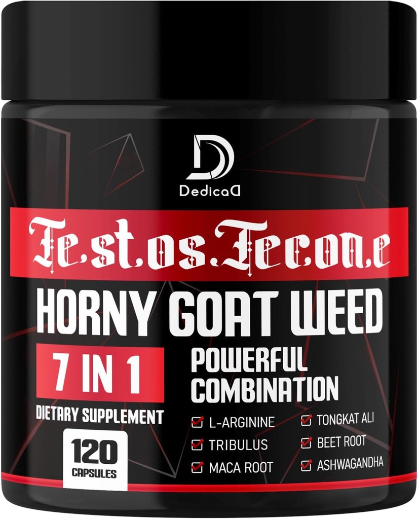 7 in-1 Ultra Test Support with Tribulus Terrestris Horny Goat Weed L-Arginine Maca Root Tongkat Ali Beet Root - Energy Workout Muscle Strength Support 120 Capsules