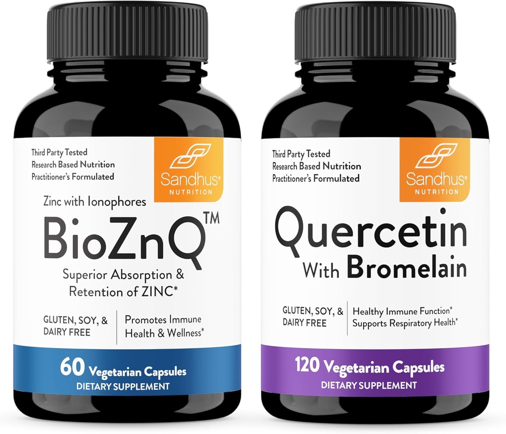 Sandhu 's Zink supplement med Ionophorer med Superior Absorption & Quercetin med Bromelain 1000mg Per Serving Bioflavonoider Supplement Complex