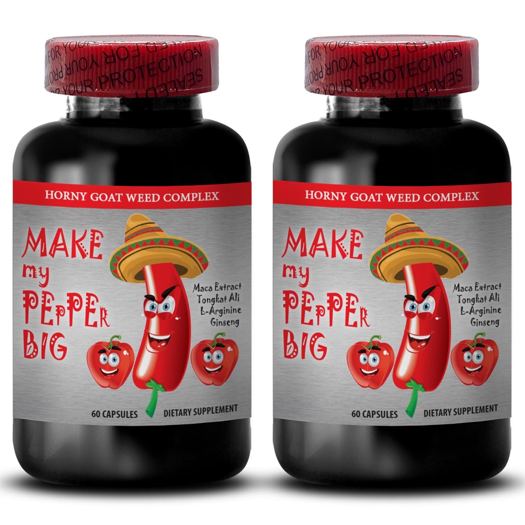 mandlige forbedrende piller øge størrelse - MAKE min PEPPER BIG - NATURLIGE MALE UDVIDELSE, Maca, L- Arginin, Longjack piller, mandlige ydeevne forstærker, tongkat ali for mænd, mandlige libido piller, 2 Bot 120 Caps