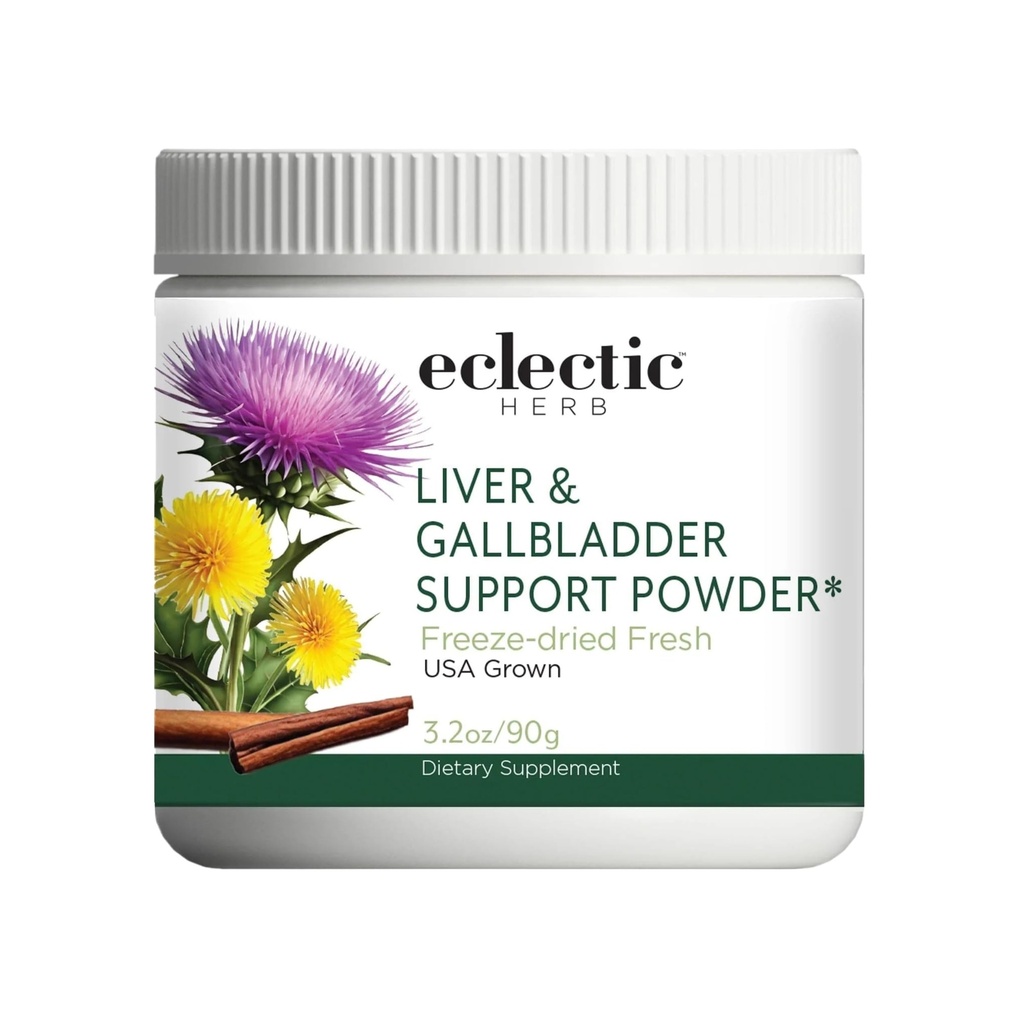 ECLECTIC INSTITUTE Raw Freeze- Tørret non-GMO Organic lever og gallablære Support 124; Whole Food Powder with Milk Thistle, Beet Juice, Mælkebøtte, Gurkemeje, Kanel