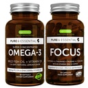 Omega-3 & vitamin D3 1000iu + Focus Brain Booster Bundle, Fast- Actioning 1a- Day EPA & DHA rTG Wild Fish Oil + Coffein, L- Theanine, Taurine & L- Tyrosine, B- Vitamin, Zink & Copper, af Igennus